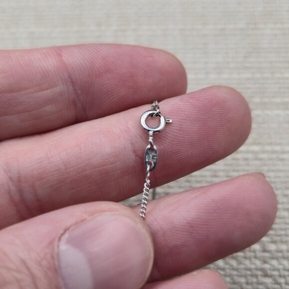 19 Inch Sterling Silver Genuine Diamonds Tiny Heart Necklace A6274 - Picture 6 of 8